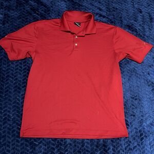 Nike Red Golf Shirt Dri Fit  Men’s Size L Embroidered Logo Polo